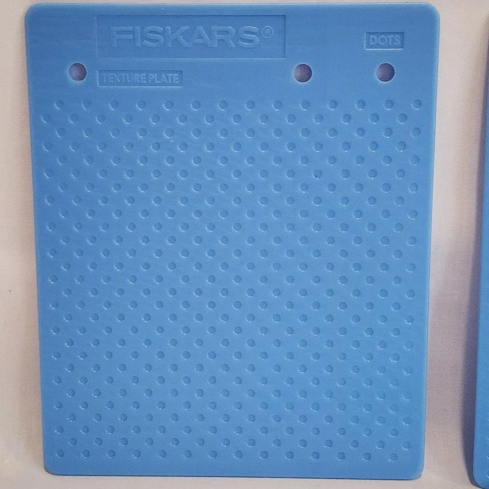 Set 6 Double Sided Fiskars Texture Plates Blue Plastic Embossing Rubbing Tools